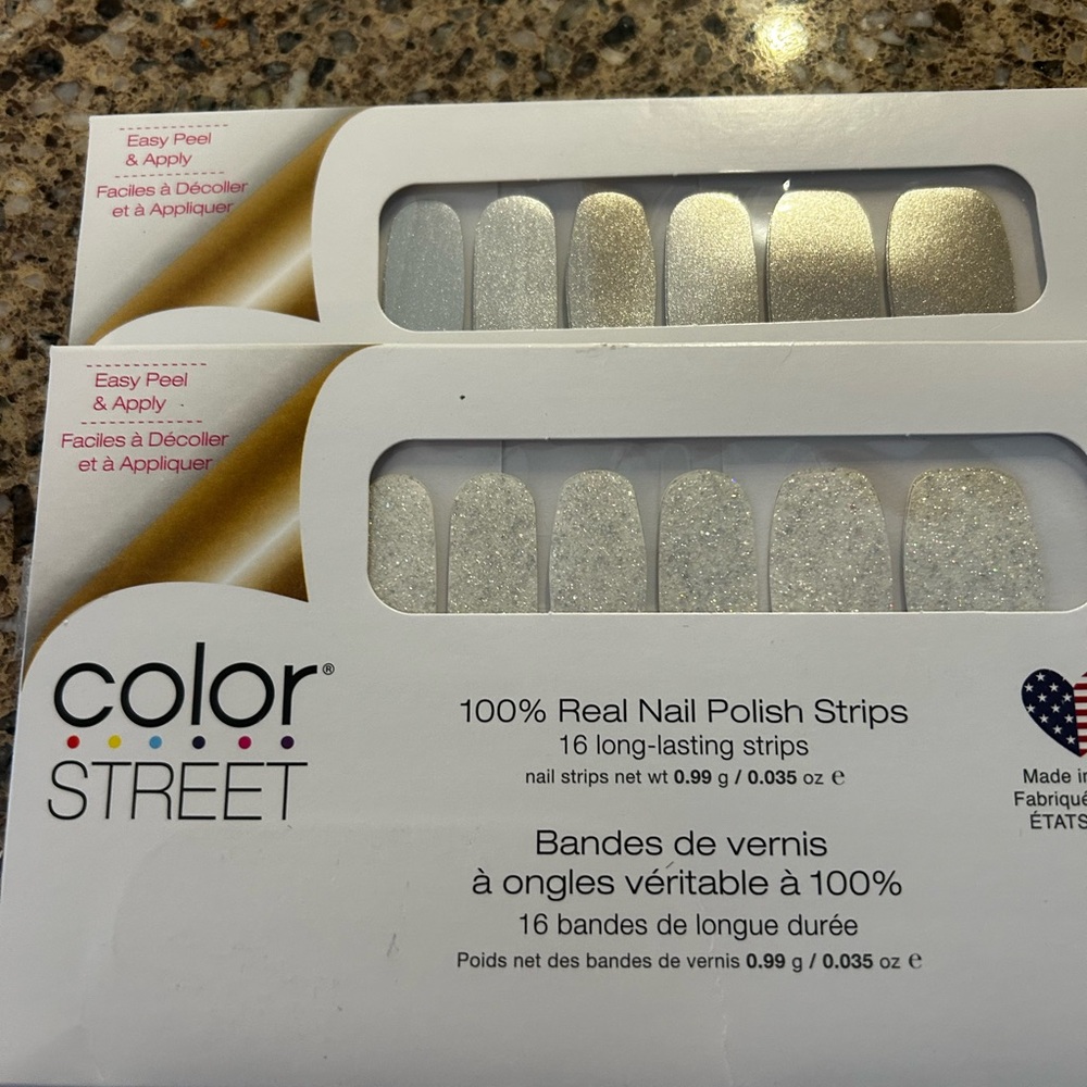 Color Street Silver Glitter Nail Polish Strips- Silver Lust and Home Sleet Home